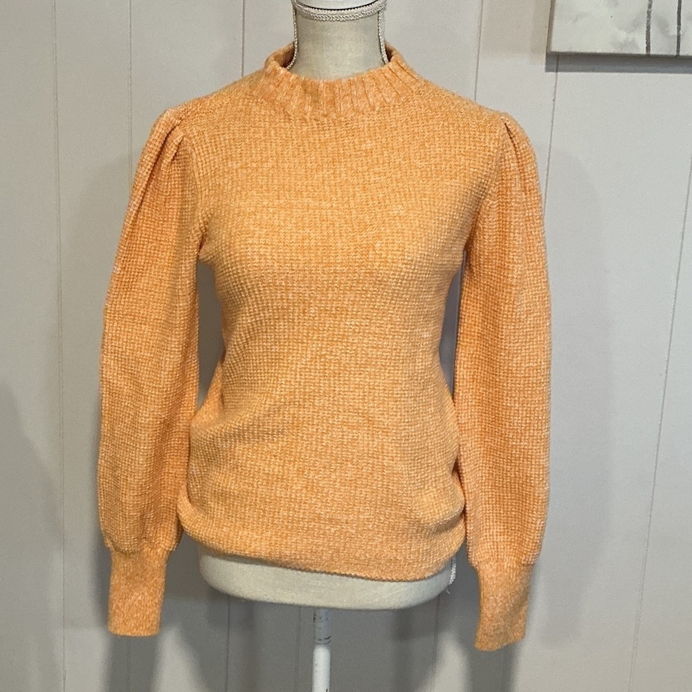NIC+ZOE Peach Puff-Sleeve Turtleneck Sweater